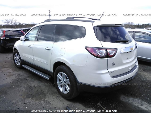 1GNKVJKD8DJ133015 - 2013 CHEVROLET TRAVERSE LT WHITE photo 3