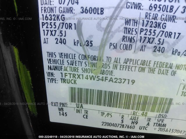1FTRX14W54FA23719 - 2004 FORD F150 BLACK photo 9