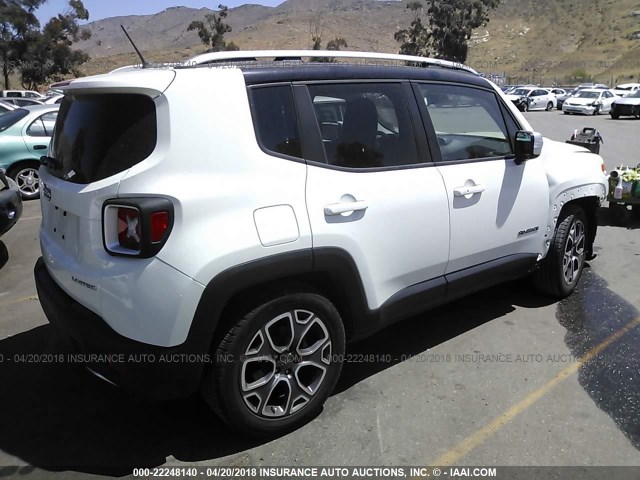 ZACCJADT0GPC53408 - 2016 JEEP RENEGADE LIMITED WHITE photo 4