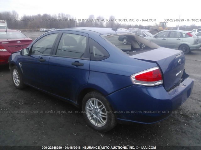 1FAHP35N48W279164 - 2008 FORD FOCUS SE/SEL/SES BLUE photo 3