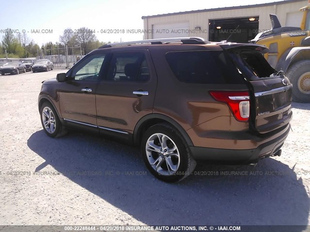 1FMHK7F86BGA17992 - 2011 FORD EXPLORER LIMITED BROWN photo 3