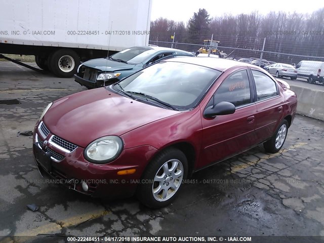 1B3ES56C85D116644 - 2005 DODGE NEON SXT RED photo 2