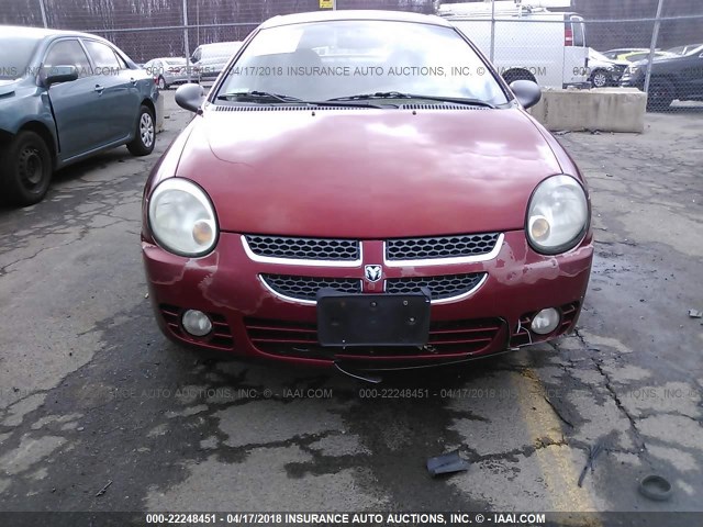 1B3ES56C85D116644 - 2005 DODGE NEON SXT RED photo 6