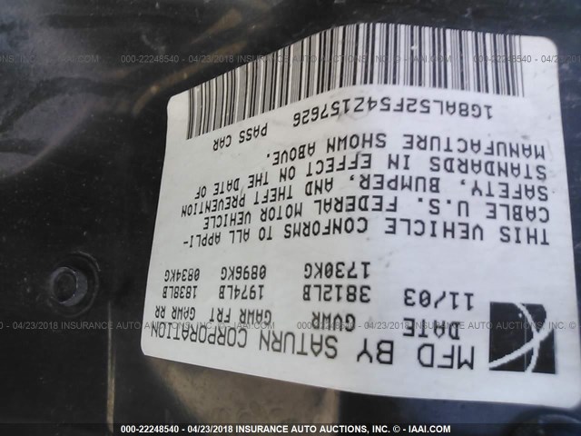 1G8AL52F54Z157626 - 2004 SATURN ION LEVEL 3 BLUE photo 9