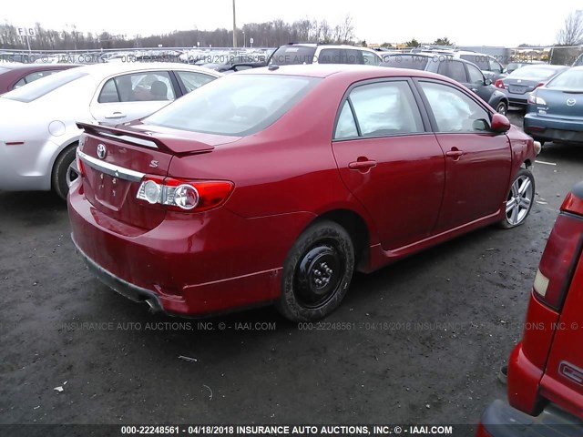 2T1BU4EE7DC101282 - 2013 TOYOTA COROLLA S/LE RED photo 4
