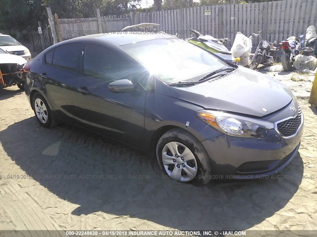 KNAFK4A67G5613080 - 2016 KIA FORTE LX GRAY photo 1