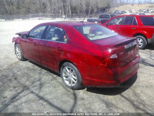 3FAHP0CG4AR253742 - 2010 FORD FUSION SEL RED photo 3