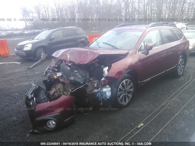 4S4BSANC2H3226137 - 2017 SUBARU OUTBACK 2.5I LIMITED RED photo 2