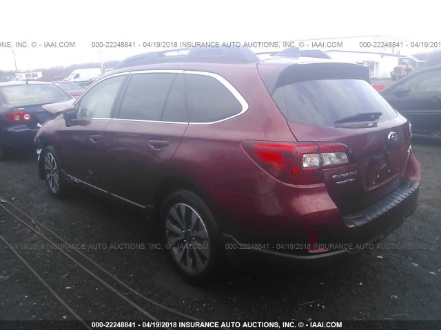 4S4BSANC2H3226137 - 2017 SUBARU OUTBACK 2.5I LIMITED RED photo 3