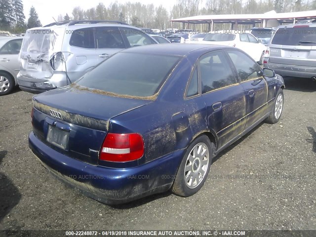 WAUDC68D81A027457 - 2001 AUDI A4 1.8T QUATTRO BLUE photo 4