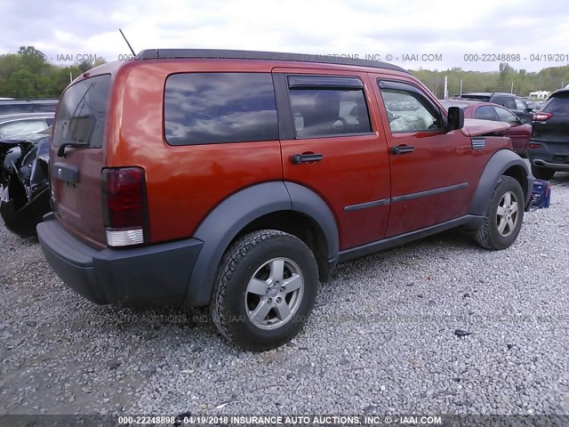 1D8GT28K37W610703 - 2007 DODGE NITRO SXT ORANGE photo 4