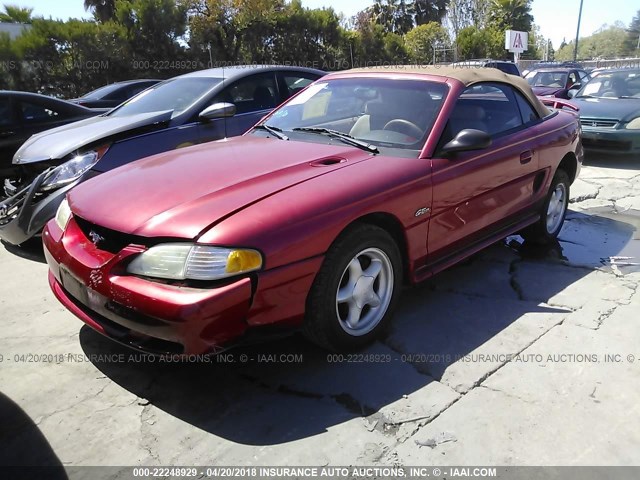 1FALP45X8VF130804 - 1997 FORD MUSTANG GT RED photo 2