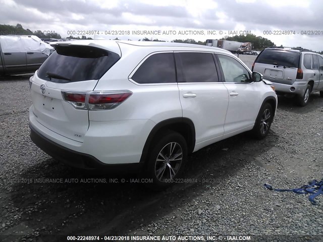 5TDKKRFH9GS153505 - 2016 TOYOTA HIGHLANDER XLE თეთრი ფოტო 4