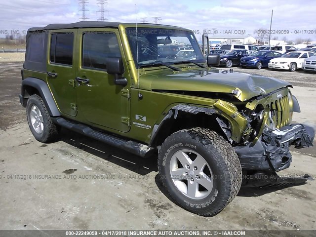 1J4GA39188L583009 - 2008 JEEP WRANGLER UNLIMITE X GREEN photo 1