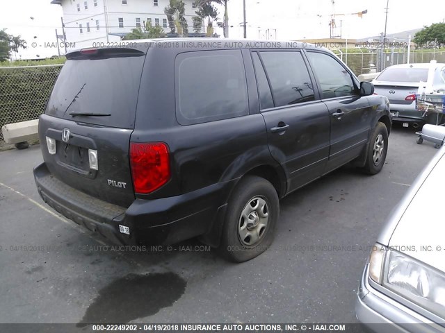 2HKYF18125H544417 - 2005 HONDA PILOT LX BLACK photo 4