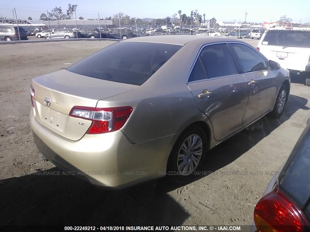 4T4BF1FK6CR259919 - 2012 TOYOTA CAMRY SE/LE/XLE GOLD photo 4