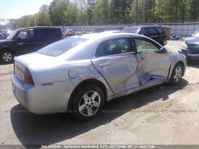 1G1ZG57B58F228391 - 2008 CHEVROLET MALIBU LS SILVER photo 4