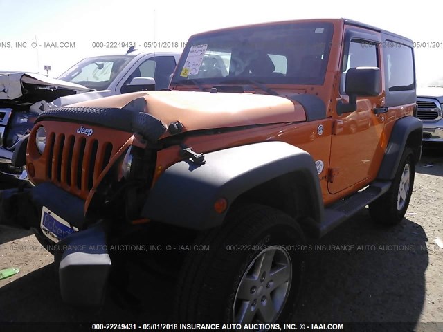 1C4GJWAG9CL246896 - 2012 JEEP WRANGLER SPORT ORANGE photo 2