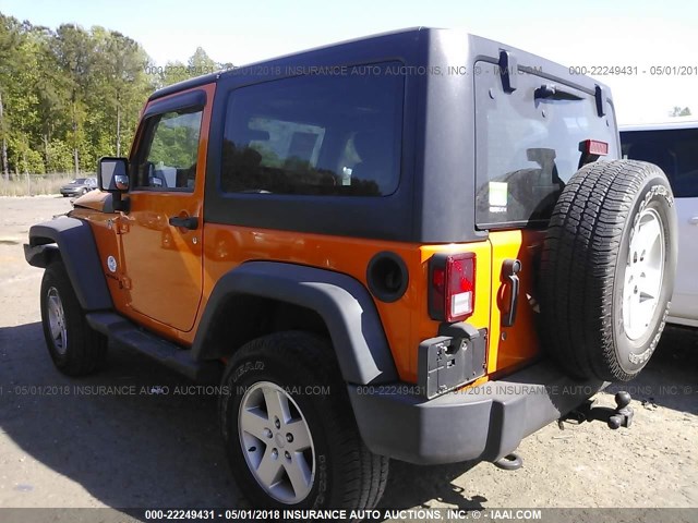 1C4GJWAG9CL246896 - 2012 JEEP WRANGLER SPORT 橙色 照片 3