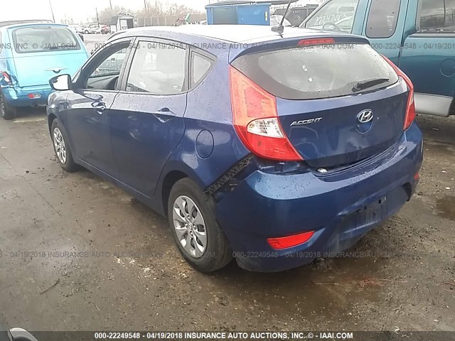 KMHCT5AE1GU265780 - 2016 HYUNDAI ACCENT SE BLUE photo 3