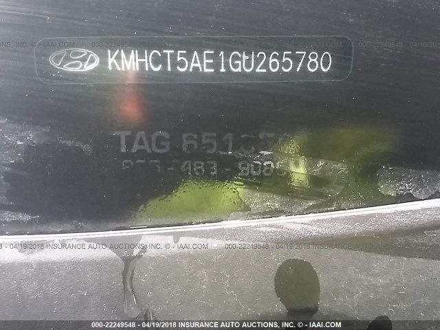 KMHCT5AE1GU265780 - 2016 HYUNDAI ACCENT SE BLUE photo 9