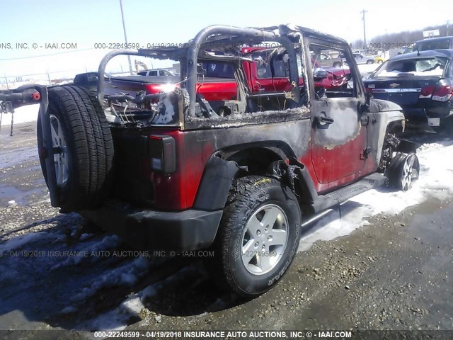 1C4GJWAG4CL143207 - 2012 JEEP WRANGLER SPORT 红色 照片 4