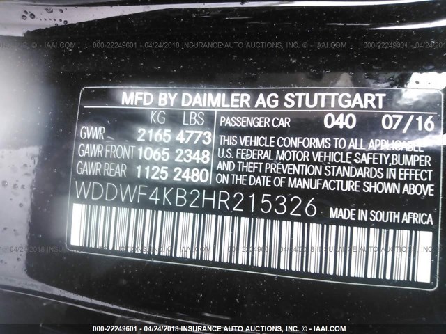 WDDWF4KB2HR215326 - 2017 MERCEDES-BENZ C 300 4MATIC BLACK photo 9