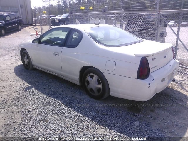 2G1WX15K259103058 - 2005 CHEVROLET MONTE CARLO LT WHITE photo 3