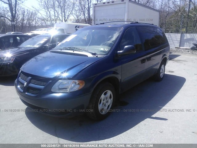 1B4GP24302B522352 - 2002 DODGE GRAND CARAVAN SE Dark Blue photo 2