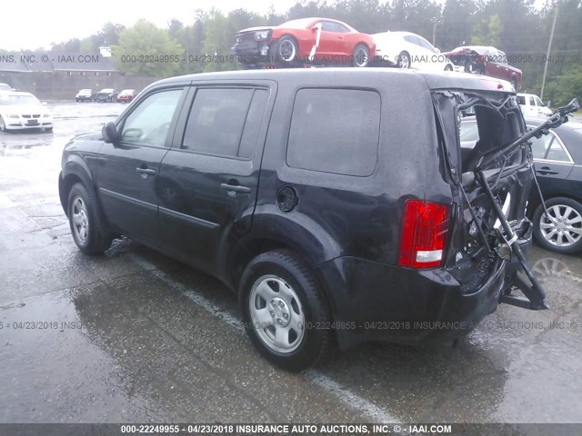 5FNYF4H23EB022694 - 2014 HONDA PILOT LX BLACK photo 3