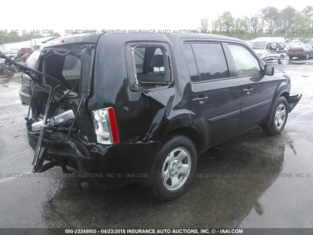 5FNYF4H23EB022694 - 2014 HONDA PILOT LX BLACK photo 4