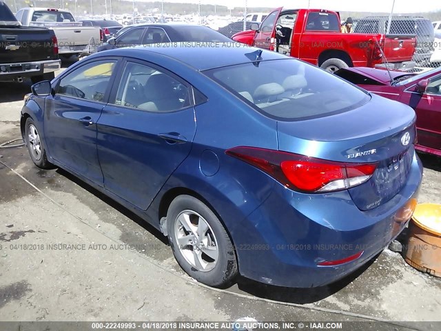 KMHDH4AE7FU267774 - 2015 HYUNDAI ELANTRA SE/SPORT/LIMITED BLUE photo 3