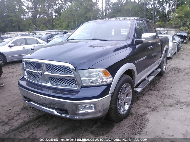 1C6RD6NT9CS236972 - 2012 DODGE RAM 1500 LARAMIE BLUE photo 2