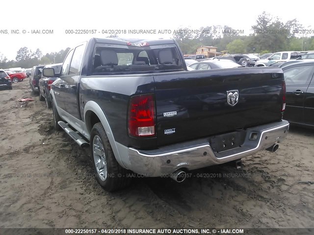 1C6RD6NT9CS236972 - 2012 DODGE RAM 1500 LARAMIE BLUE photo 3