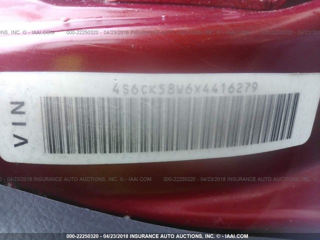 4S6CK58W6X4416279 - 1999 HONDA PASSPORT EX/LX 红色 照片 9