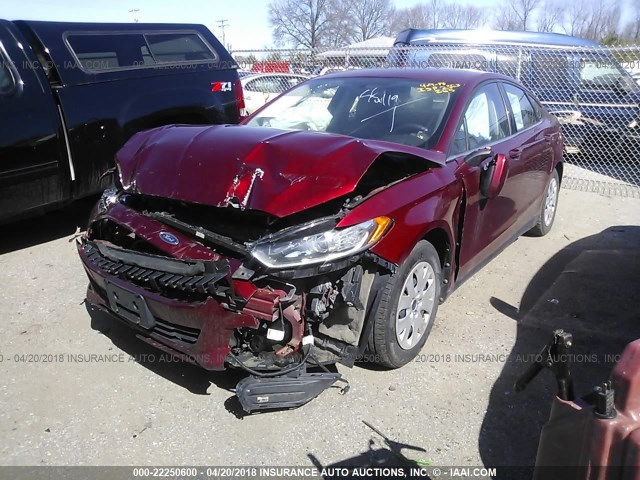 3FA6P0G79DR177649 - 2013 FORD FUSION S MAROON photo 2