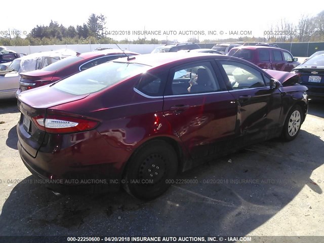 3FA6P0G79DR177649 - 2013 FORD FUSION S MAROON photo 4