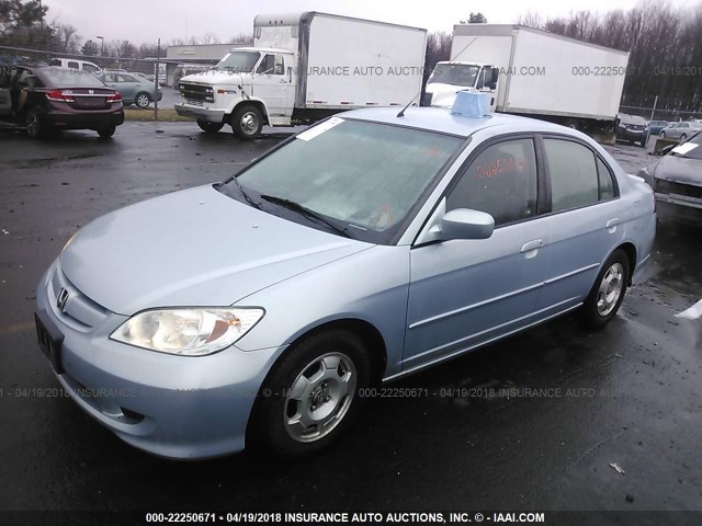 JHMES96625S012600 - 2005 HONDA CIVIC HYBRID Light Blue photo 2