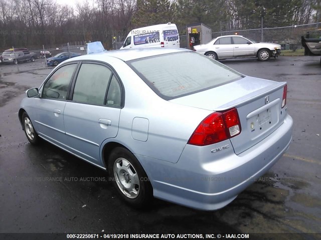 JHMES96625S012600 - 2005 HONDA CIVIC HYBRID Light Blue photo 3