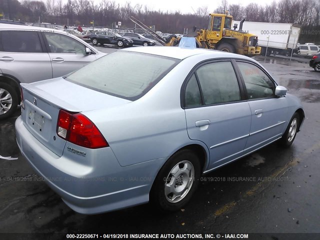 JHMES96625S012600 - 2005 HONDA CIVIC HYBRID Light Blue photo 4