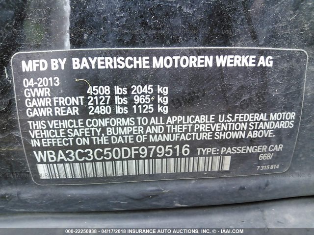 WBA3C3C50DF979516 - 2013 BMW 320 I/XDRIVE BLACK photo 9