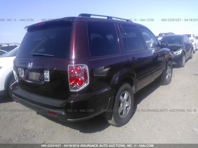 5FNYF28727B009129 - 2007 HONDA PILOT EXL MAROON photo 4