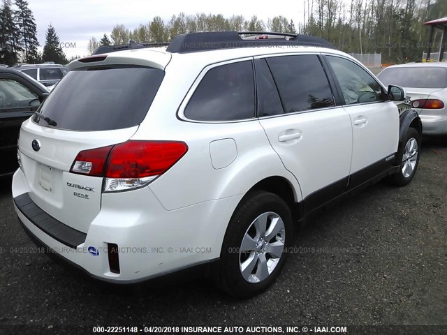 4S4BRBKCXC3247445 - 2012 SUBARU OUTBACK 2.5I LIMITED WHITE photo 4