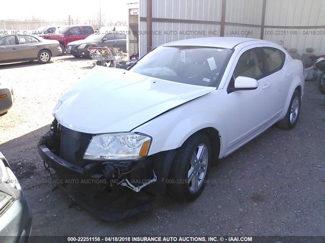 1C3CDZCB1CN137964 - 2012 DODGE AVENGER SXT WHITE photo 2