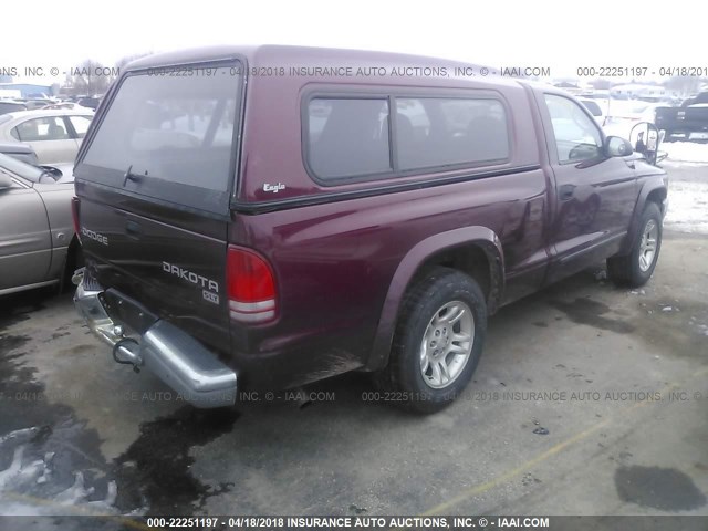 1D7FL46X43S326816 - 2003 DODGE DAKOTA SLT MAROON photo 4