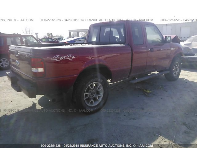 1FTZR45E67PA61377 - 2007 FORD RANGER SUPER CAB RED photo 4