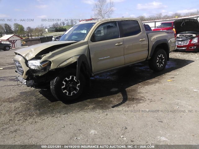 5TFCZ5ANXHX086513 - 2017 TOYOTA TACOMA DBL CAB/SR/TRDSPT/OR/PRO თაფლისფერი ფოტო 2