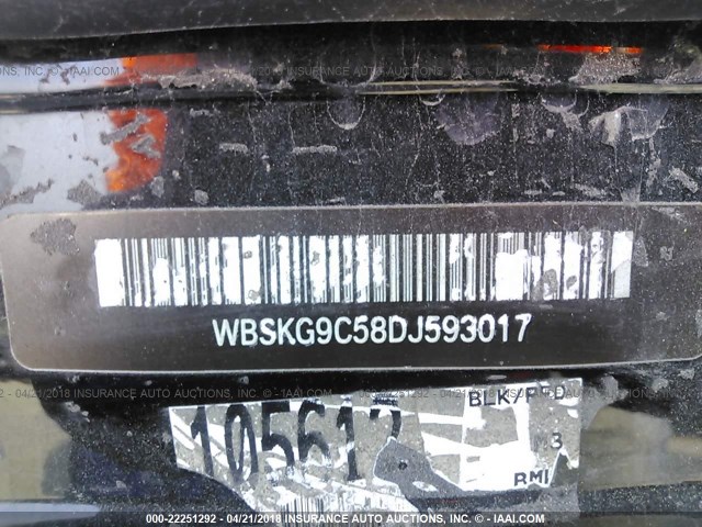 WBSKG9C58DJ593017 - 2013 BMW M3 BLACK photo 9