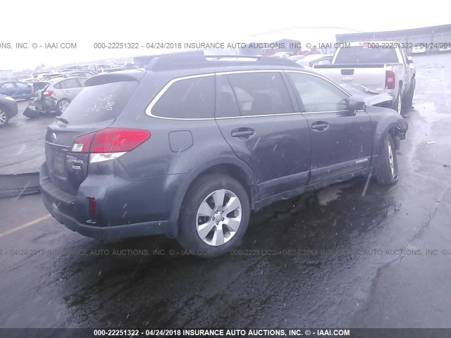 4S4BRBFC8B3336861 - 2011 SUBARU OUTBACK 2.5I PREMIUM GRAY photo 4