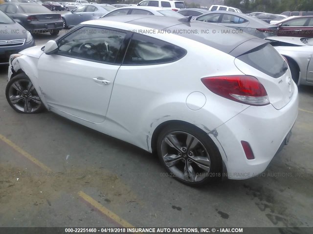 KMHTC6AD3EU209222 - 2014 HYUNDAI VELOSTER WHITE photo 3